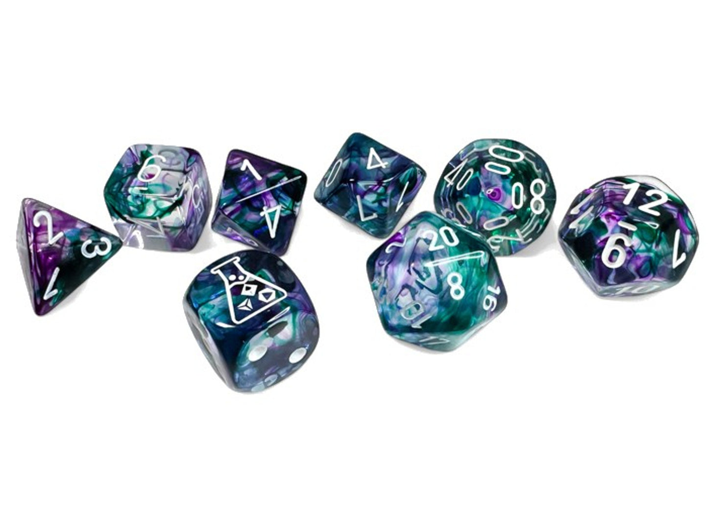 Chessex Dice: Lab Dice 8 Nebula - Polyhedral Fluorite/White