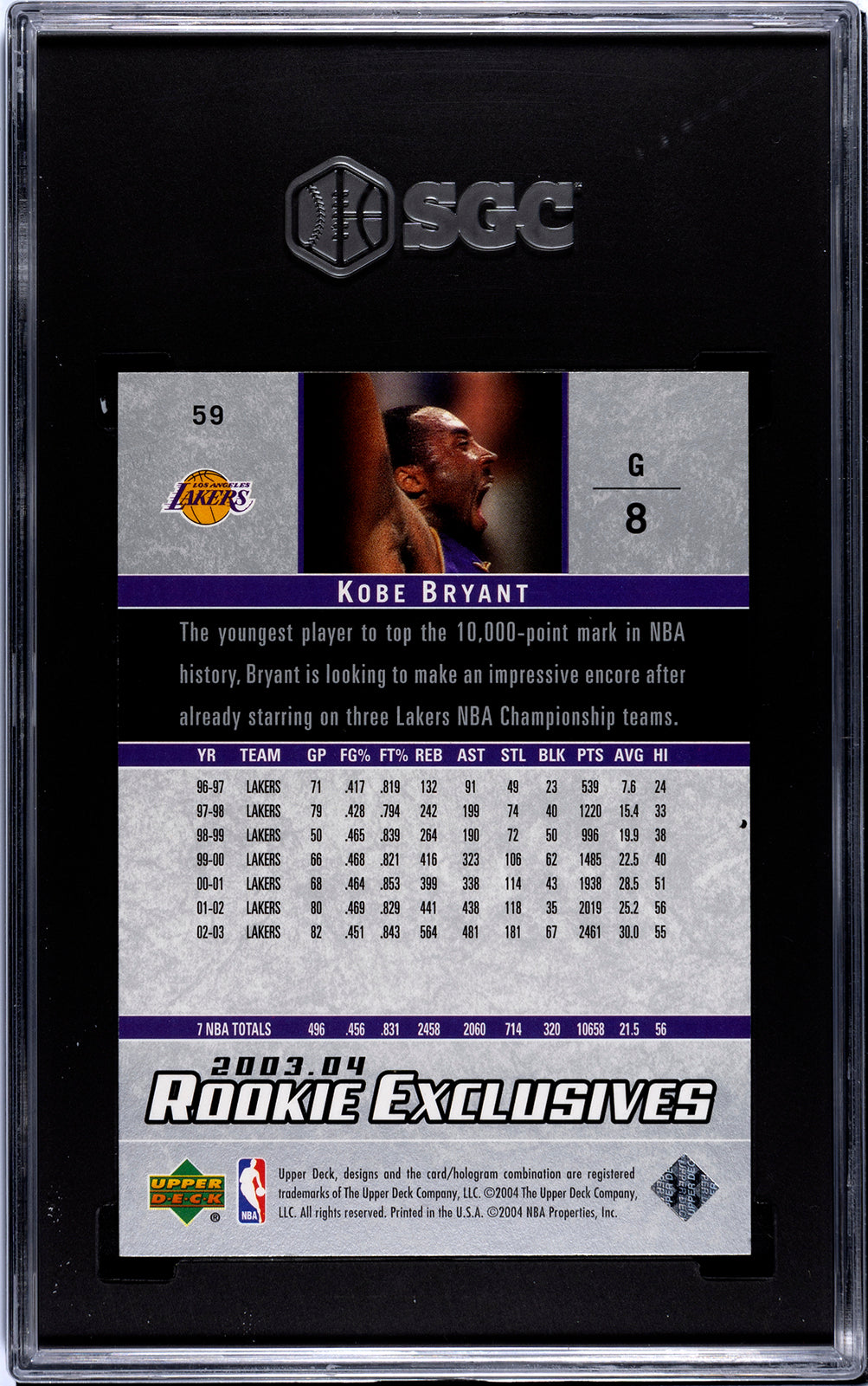 2003-04 Upper Deck Rookie Exclusives #59 Kobe Bryant SGC 9.5