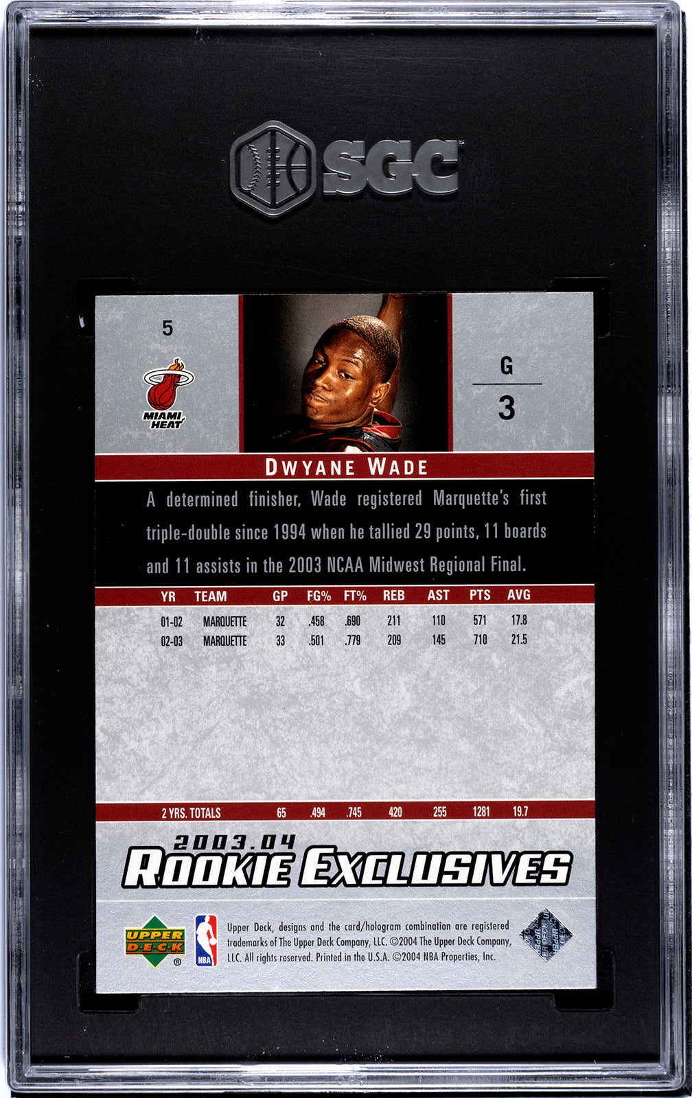 2003-04 Upper Deck Rookie Exclusives #5 Dwayne Wade SGC 10