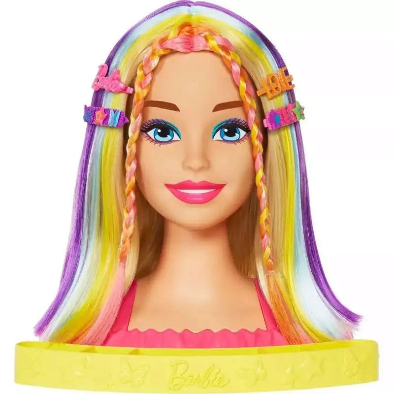 Barbie Color Reveal Totally Hair Neon Rainbow Deluxe Styling Head