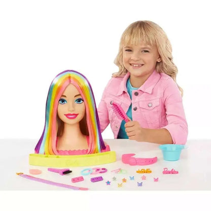 Barbie Color Reveal Totally Hair Neon Rainbow Deluxe Styling Head