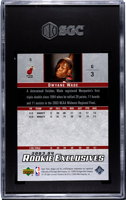 2003-04 Upper Deck Rookie Exclusives Dwayne Wade #5 SGC 10 Rookie Card