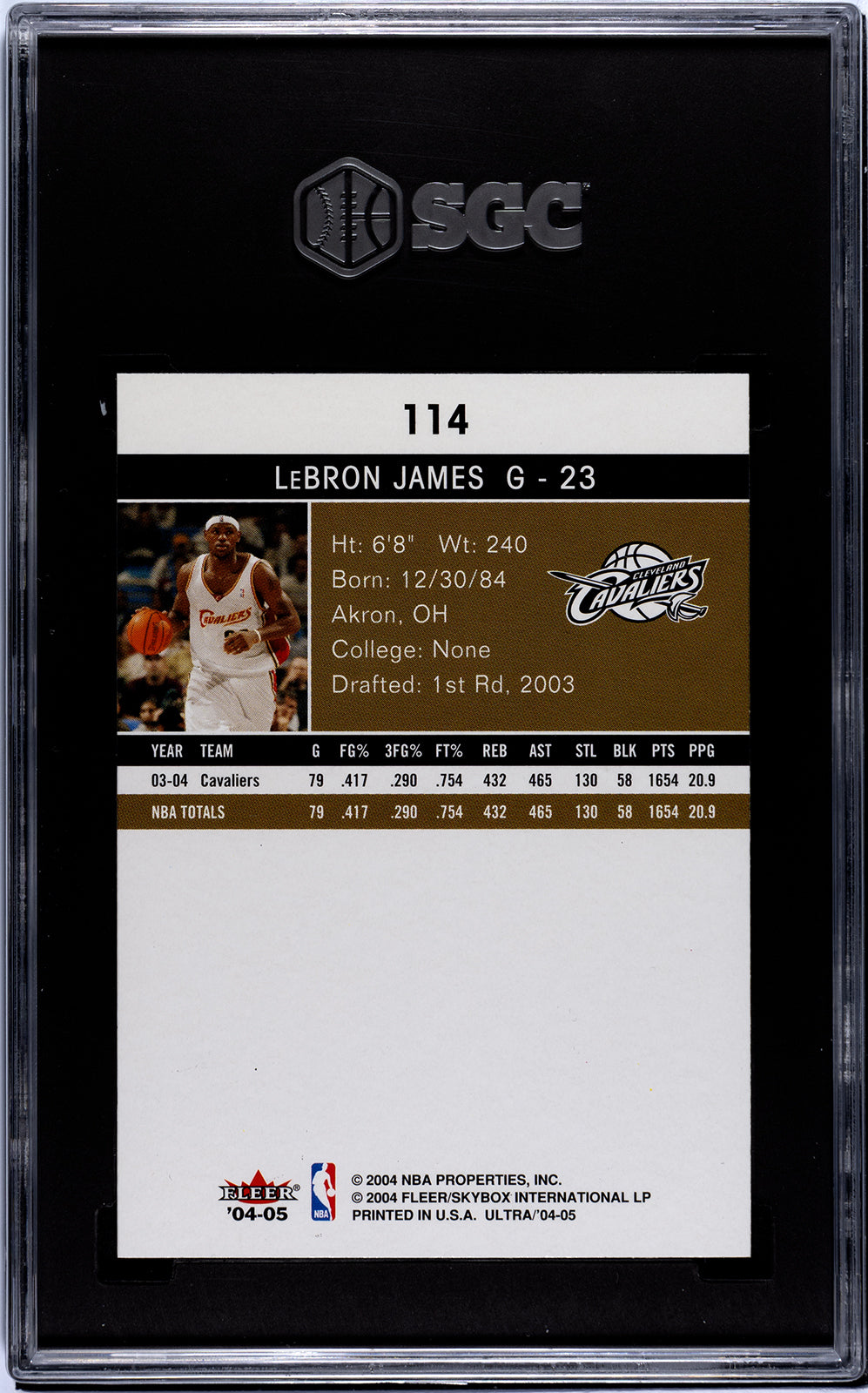 2004-05 Fleer Ultra Lebron James #114 SGC 9.5 2nd Year