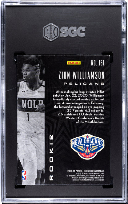 2019-20 Panini Illusions Zion Williamson #151 Rookie Card SGC 9.5