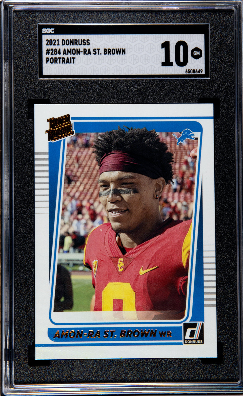 2021 Donruss Rated Rookie Amon-Ra St. Brown #284 Portrait SGC 10