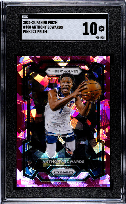 2023-24 Panini Prizm Anthony Edwards #108 Pink Ice SGC 10