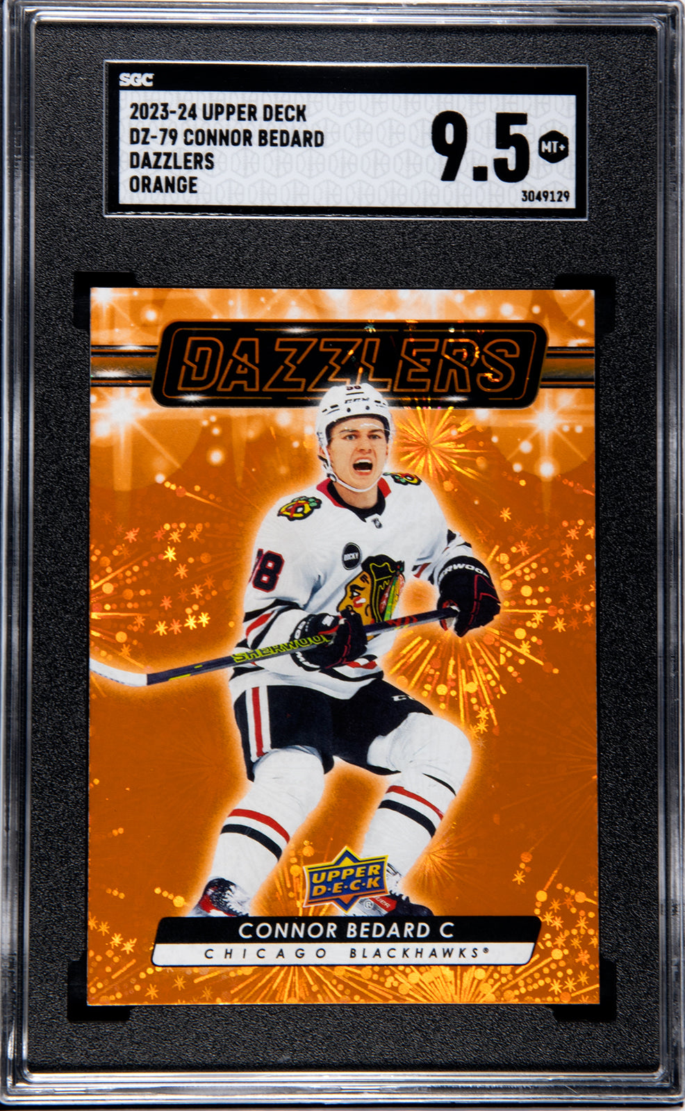 2023-24 Upper Deck Connor Bedard DZ-79 Orange Dazzlers SGC 9.5 Rookie