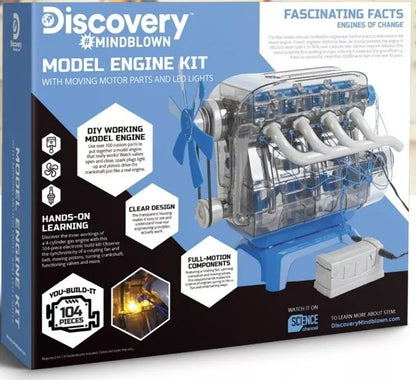 Discovery Mindblown Model Engine Kit STEM Four Cylinder Moving Parts Kit