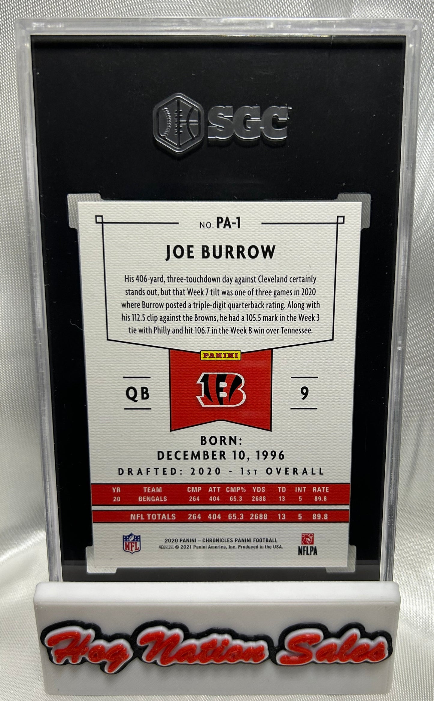 2020 Panini Chronicles Joe Burrow #PA-1 Rookie Card SGC 9.5