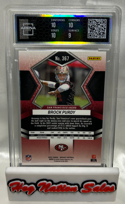 2022 Panini Mosaic Brock Purdy #347 Rookie Card Arena 9.5