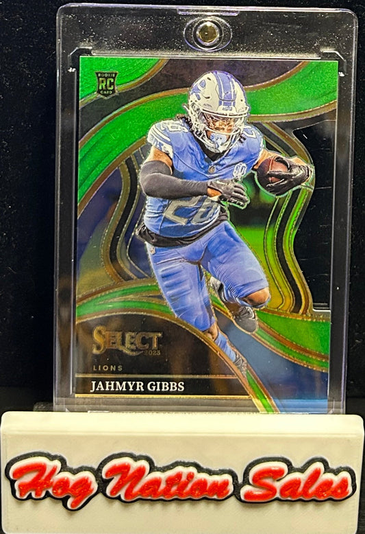 2023 Panini Select Jamyr Gibbs RC Neon Green Prizm Die-Cut 110/499