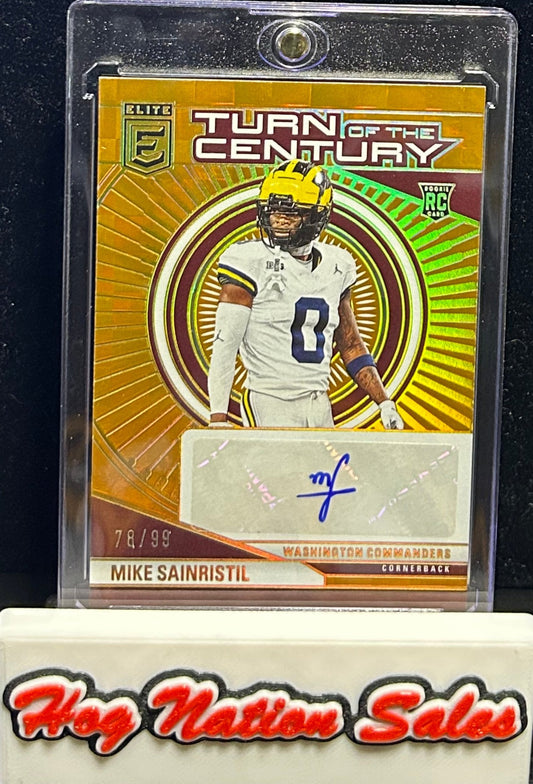 2024 Panini Donruss Elite Mike Sainristil RC Turn Of The Century Orange Autograph 78/99