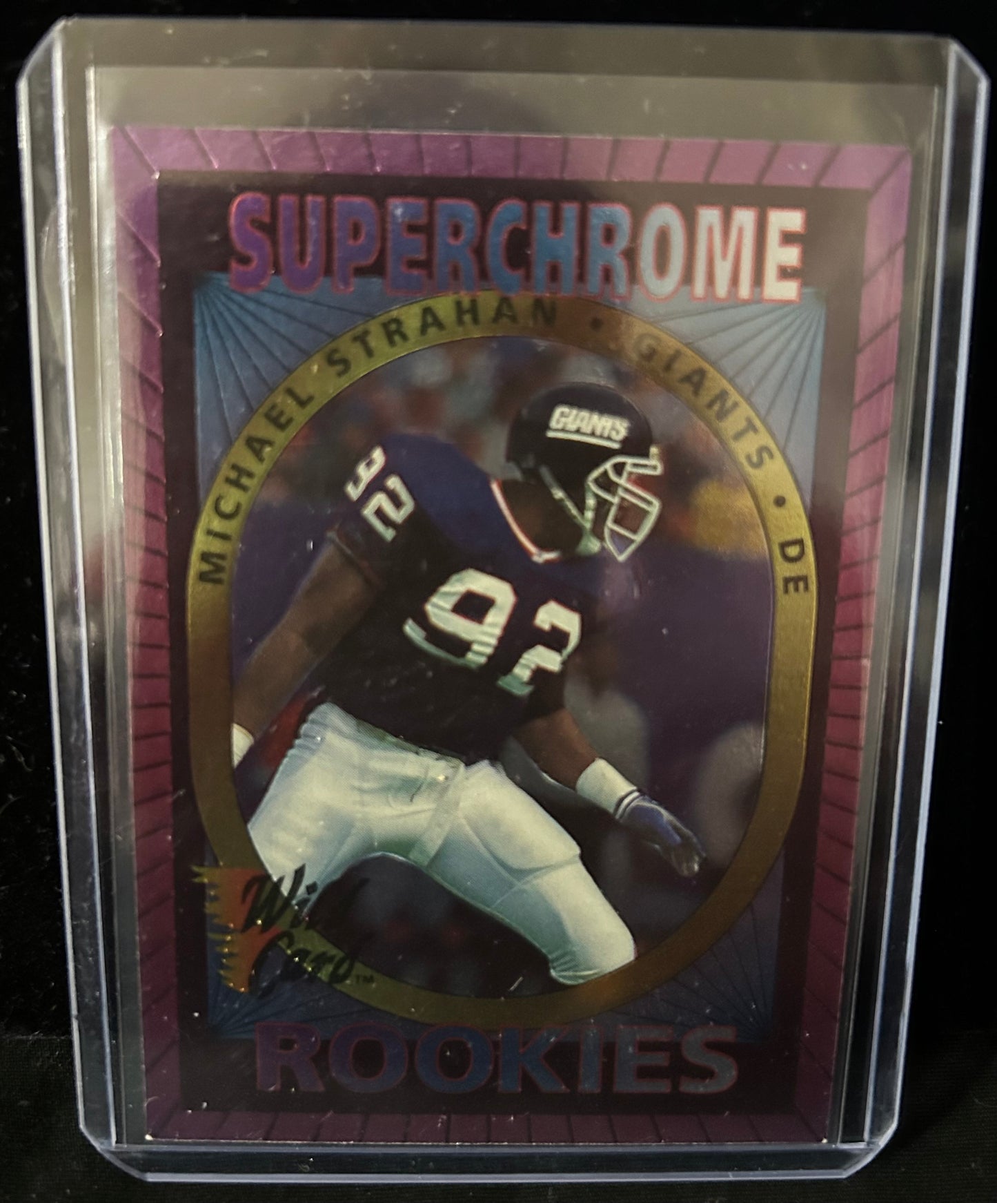 1993 Wild Card #26 Michael Strahan Superchrome Rookie