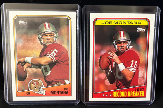 1988 Topps Joe Montana #38 & #4 Record Breaker