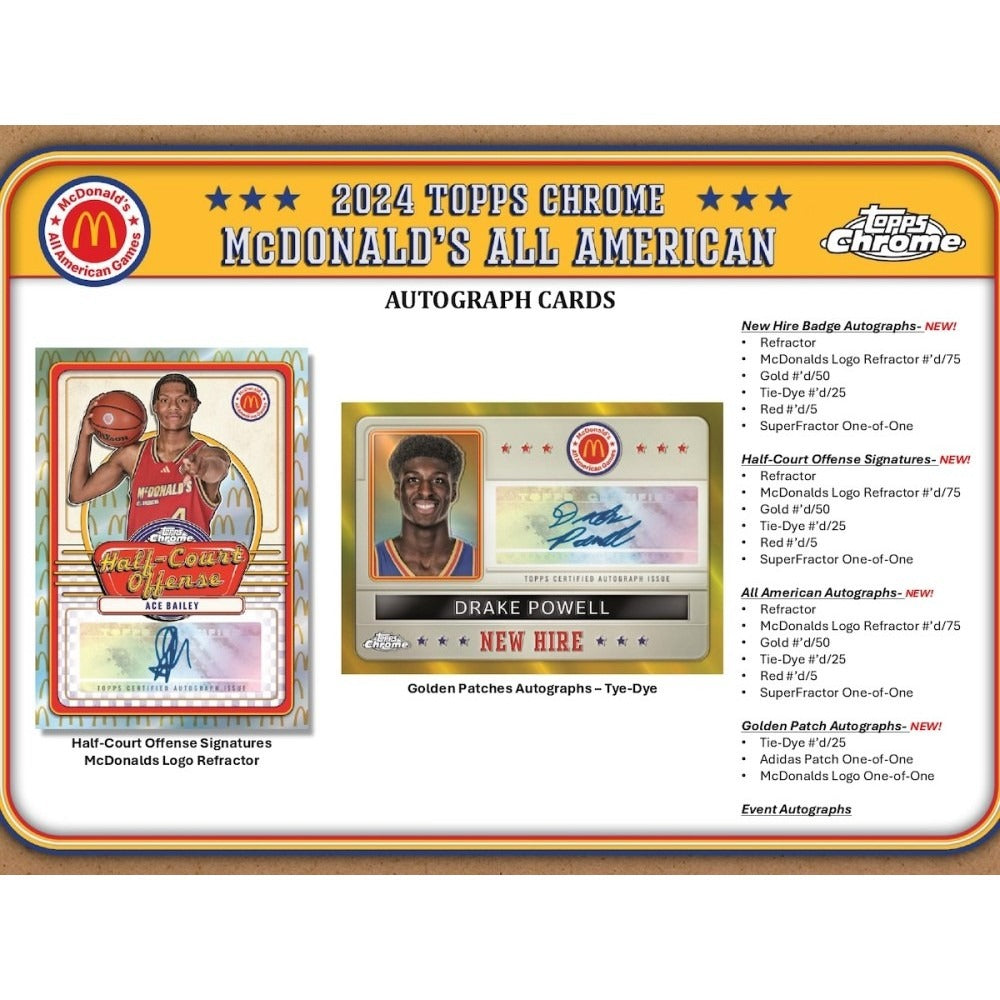 2024 Topps Chrome McDonald's All American Basketball Hobby Box