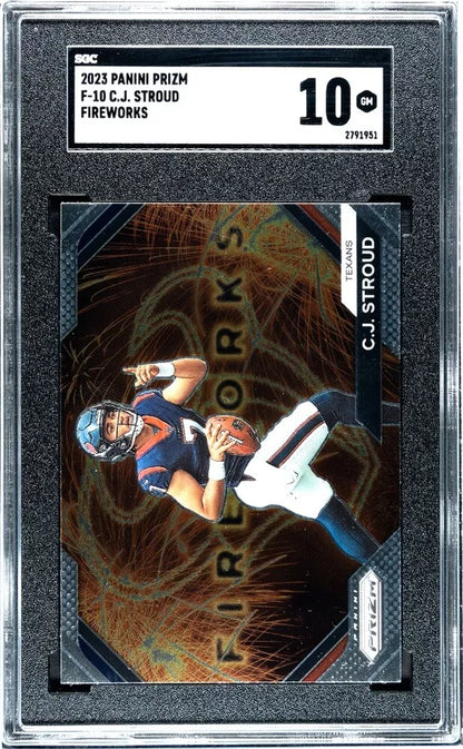 2023 Panini Prizm C.J. Stroud #F-10 Fireworks Rookie Card SGC 10