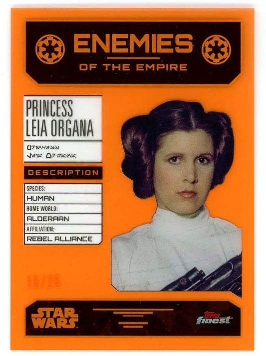 2023 Topps Finest Star Wars 15/25 Orange Enemies Of The Empire Princess Leia EOTE-4