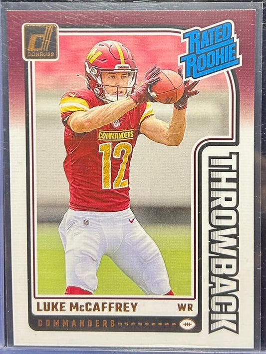 2024 Panini Donruss Luke McCaffrey Rated Rookie Canvas Throwback