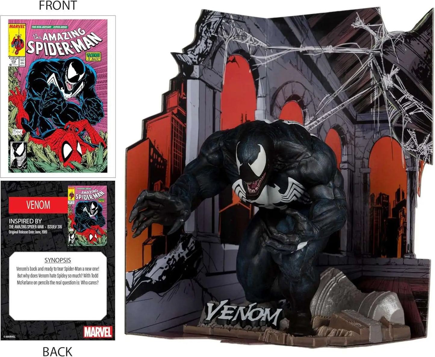 McFarlane Toys Marvel Venom Posed Figure with Scene [The Amazing Spider-Man #316]