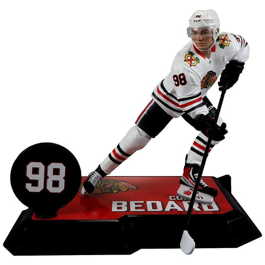 McFarlane Toys NHL Chicago Blackhawks Sports Hockey Connor Bedard Action Figure [New Pose, White Jersey, Platinum Edition Chase Version]