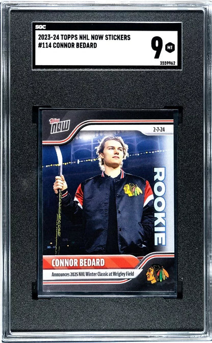 2023-24 Topps NHL Now Stickers Connor Bedard #114 Rookie Card SGC 9