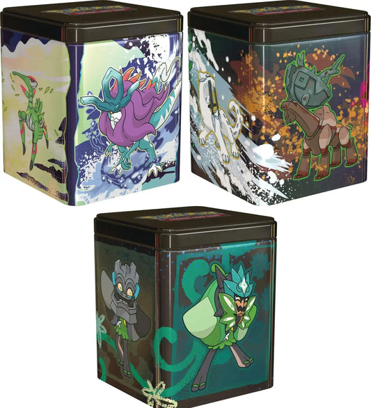 Scarlet & Violet 2025 Treasures of Ruin, Ogerpon & Paradox Pokemon Set of 3 Stacking Tins