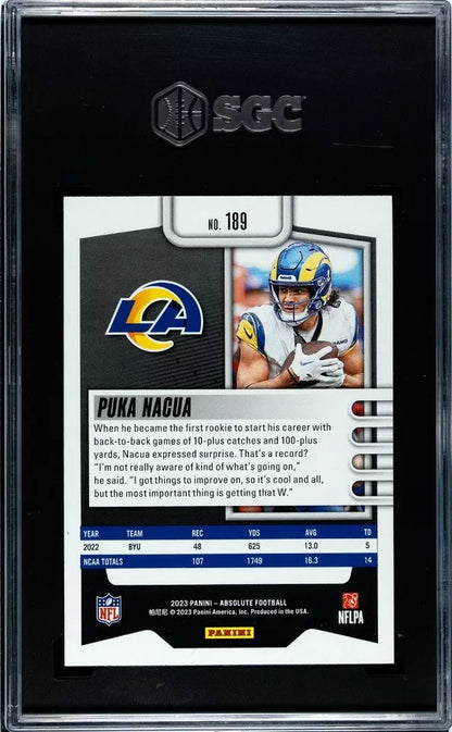 2023 Panini Absolute Puka Nacua #189 Rookie Card SGC 10